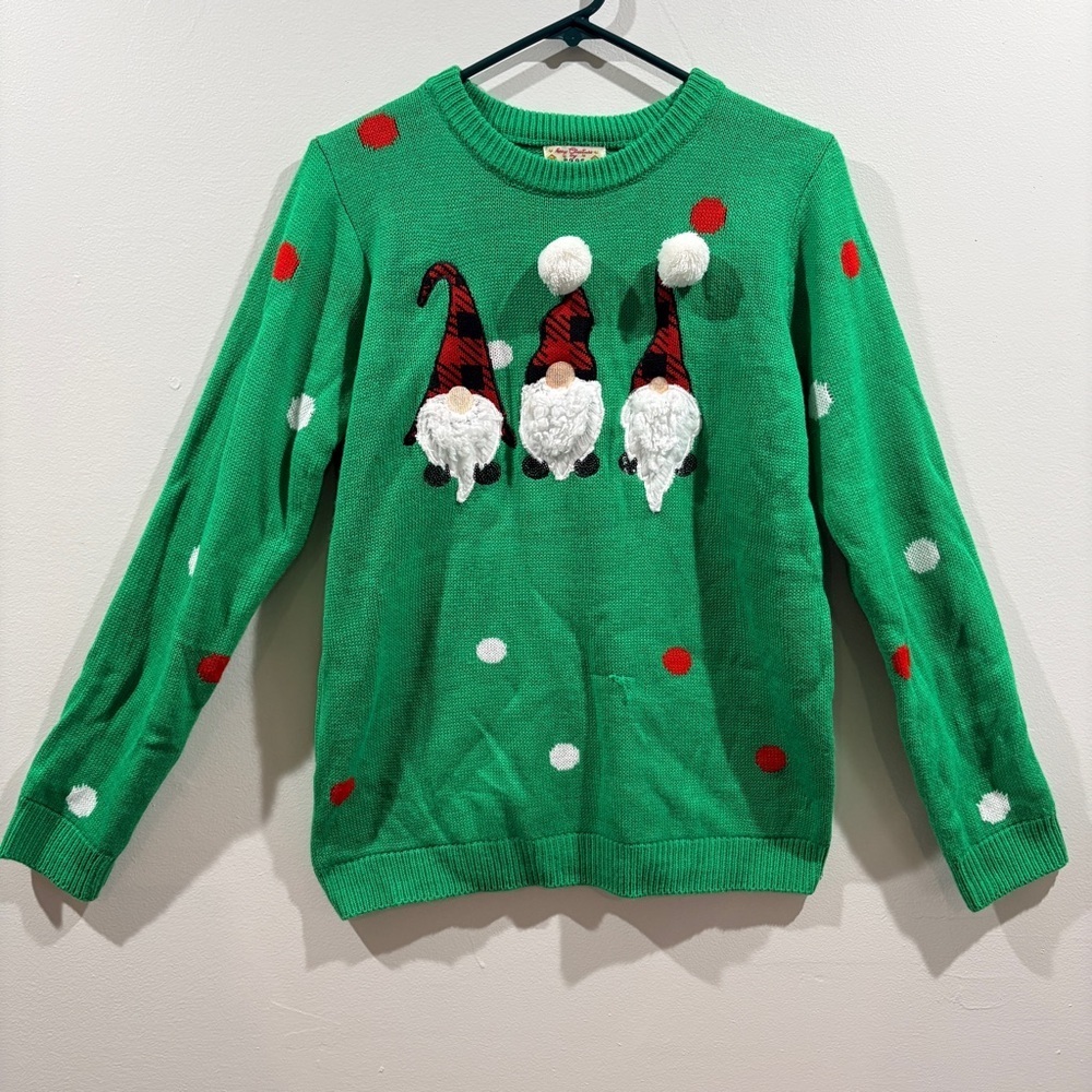 Christmas Gnome Sweater Festive‎ Holiday Pullover Size M Whimsical Ugly Sweater